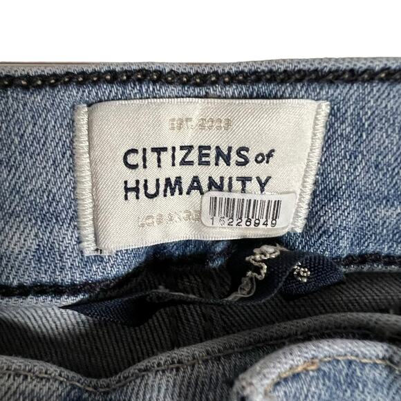 Citizens of Humanity Ella Mid Rise Slim Crop Distressed Denim Blue Jeans Size 25 - Picture 9 of 16